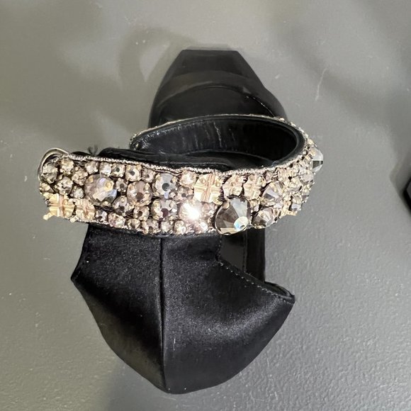 NWOT ALEXANDER MCQUEEN Crystal Strap Sandal in Black/Crystal/Silver (Size 37) - Picture 6 of 12